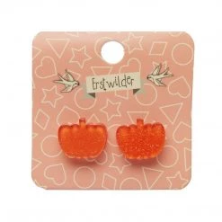 Erstwilder Halloween Essentials Pumpkin Post Earrings - Orange Glitter
