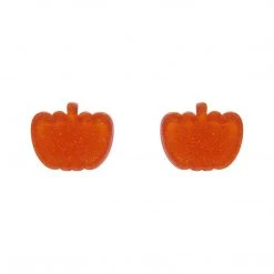 Erstwilder Halloween Essentials Pumpkin Post Earrings - Orange Glitter