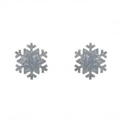 Erstwilder Essentials Snowflake Post Earrings - Silver Glitter