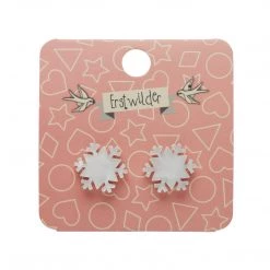 Erstwilder ACCESSORIES Essentials Snowflake Post Earrings - White Ripple