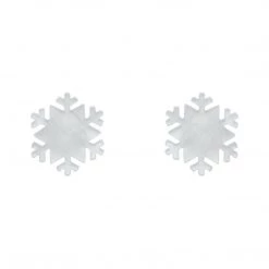 Erstwilder ACCESSORIES Essentials Snowflake Post Earrings - White Ripple