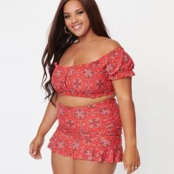 Bandana Print Swim Top By Unique Vintage