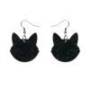 Erstwilder ACCESSORIES Halloween Essentials Cat Head Dangle Earrings - Black Ripple