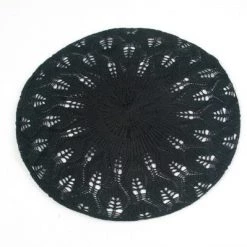 POP Fashionwear Openwork Knit Beret In Black