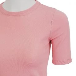 MAK Retro Crew Neck Short Sleeve Sweater - Pink