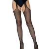 Leg Avenue Fishnet Suspender Hose In Black HOSIERY