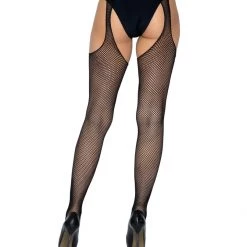 Leg Avenue Fishnet Suspender Hose In Black HOSIERY