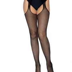 Leg Avenue Fishnet Suspender Hose In Black HOSIERY