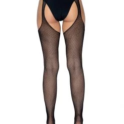 Leg Avenue Fishnet Suspender Hose In Black HOSIERY
