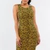 Yelete DRESSES Leopard Print Tank Dress - Yellow