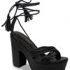 Chase & Chloe SHOES Ankle Tie Platform Sandal In Black