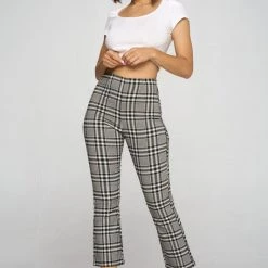 Chocolate USA High Waist Plaid Bootcut Pants