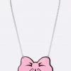 LA Jewelry Plaza ACCESSORIES Pink Glitter Bow Acrylic Necklace