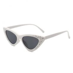 Cramilo Eyewear ACCESSORIES Rhinestone Cat Eye Sunglasses - White