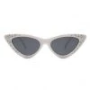 Cramilo Eyewear ACCESSORIES Rhinestone Cat Eye Sunglasses - White