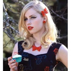 Red Bow Retrolite Necklace By Classic Hardware