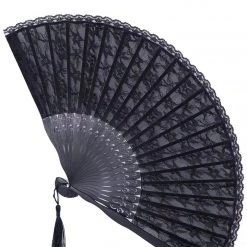 EVERYTHING ELSE Oxana Black Lace Folding Fan By Banned Apparel
