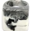 Girly Accessories Marbled Black & White Square Ring