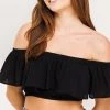 Better Be Ruffle Crop Top In Black NEW ARRIVALS