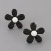 H & D Accessories Black & White Flower Post Earrings