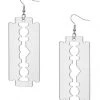Ole Metallic Silver Acrylic Razor Blade Dangle Earrings NEW ARRIVALS