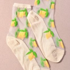 H & D Accessories Lemon Pattern Sheer Socks