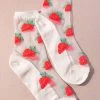 H & D Accessories Strawberry Pattern Sheer Socks