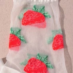 H & D Accessories Strawberry Pattern Sheer Socks