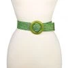 Andrea Bijoux Woven Stretch Belt With Acetate Buckle - Green