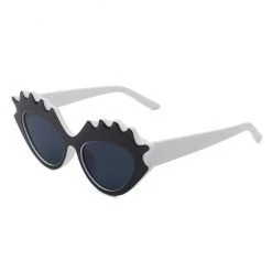 Cramilo Eyewear ACCESSORIES Retro "Eyelash" Cat Eye Sunglasses - White & Black