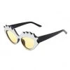 Cramilo Eyewear Retro "Eyelash" Cat Eye Sunglasses - Black & Silver
