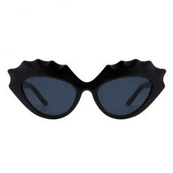 Cramilo Eyewear ACCESSORIES Retro "Eyelash" Cat Eye Sunglasses - Black