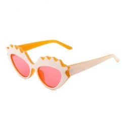 Cramilo Eyewear ACCESSORIES Retro "Eyelash" Cat Eye Sunglasses - Yellow & White