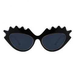 Cramilo Eyewear ACCESSORIES Retro "Eyelash" Cat Eye Sunglasses - White & Black