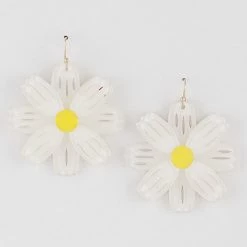 Anzell Acrylic Flower Dangle Earrings - White ACCESSORIES