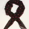 ACCESSORIES Mesh Scarf In Black With Red Hearts By Unique Vintage