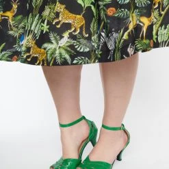 NEW ARRIVALS Ankle Strap Heel In Green By Unique Vintage