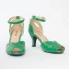 NEW ARRIVALS Ankle Strap Heel In Green By Unique Vintage