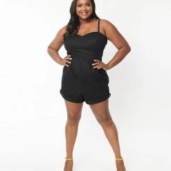 Black Cotton Sweetheart Romper By Unique Vintage NEW ARRIVALS 17 Black Cotton Sweetheart Romper By Unique Vintage NEW ARRIVALS