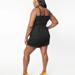 Black Cotton Sweetheart Romper By Unique Vintage NEW ARRIVALS 18 Black Cotton Sweetheart Romper By Unique Vintage NEW ARRIVALS