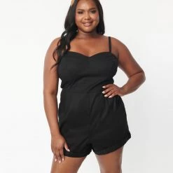 Black Cotton Sweetheart Romper By Unique Vintage NEW ARRIVALS 14 Black Cotton Sweetheart Romper By Unique Vintage NEW ARRIVALS