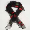 NEW ARRIVALS Mesh Scarf With Embroidered Cherries By Unique Vintage
