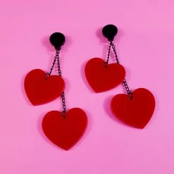 Girly Accessories Acrylic Hearts Dangle Earrings