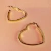 Girly Accessories Metal Heart Shaped Hoops In Gold