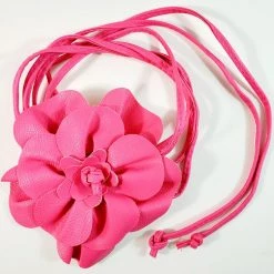 Apple Accessories Hot Pink Faux Leather Flower Tie Belt