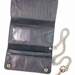 Mascorro Leather 7" Black Oil-Tanned Leather Tri-Fold Chain Wallet ACCESSORIES