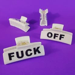 Girly Accessories NEW ARRIVALS Fuck Off Hair Clip - White