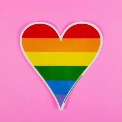 Black Ball Rainbow Stripe Heart Vinyl Sticker