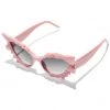 Girly Accessories Geometric Crystal Cat-Eye Sunglasses In Pink