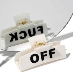 Girly Accessories NEW ARRIVALS Fuck Off Hair Clip - White